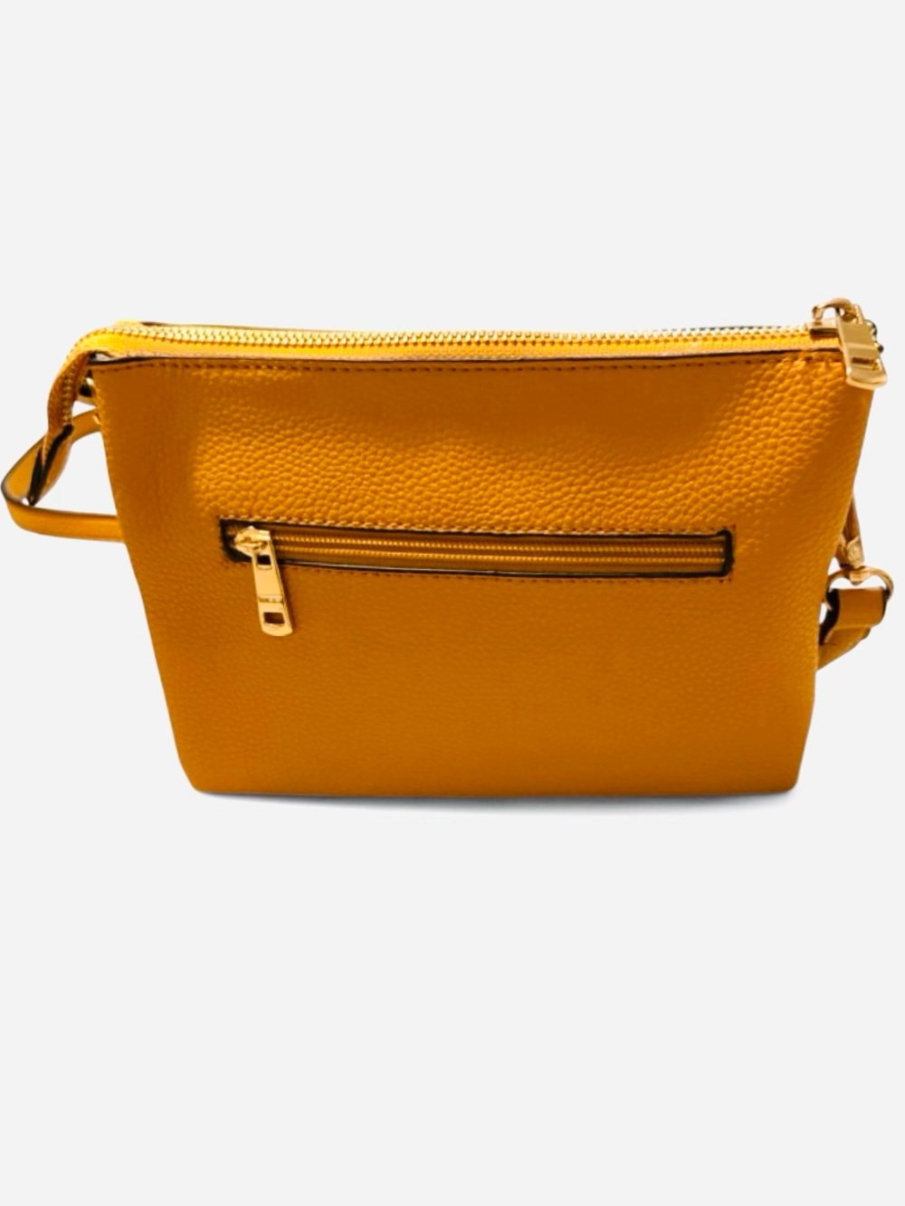 Mustard Yellow Faux Leather Crossbody Bag with Adjustable Strap